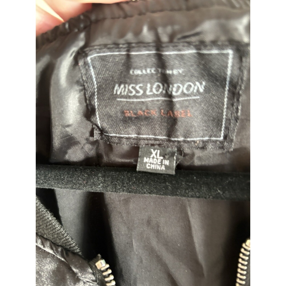 Miss London Women's Silky Floral Bomber Jacket Size XL Artsy Streetwear Glam - Picture 3 of 7